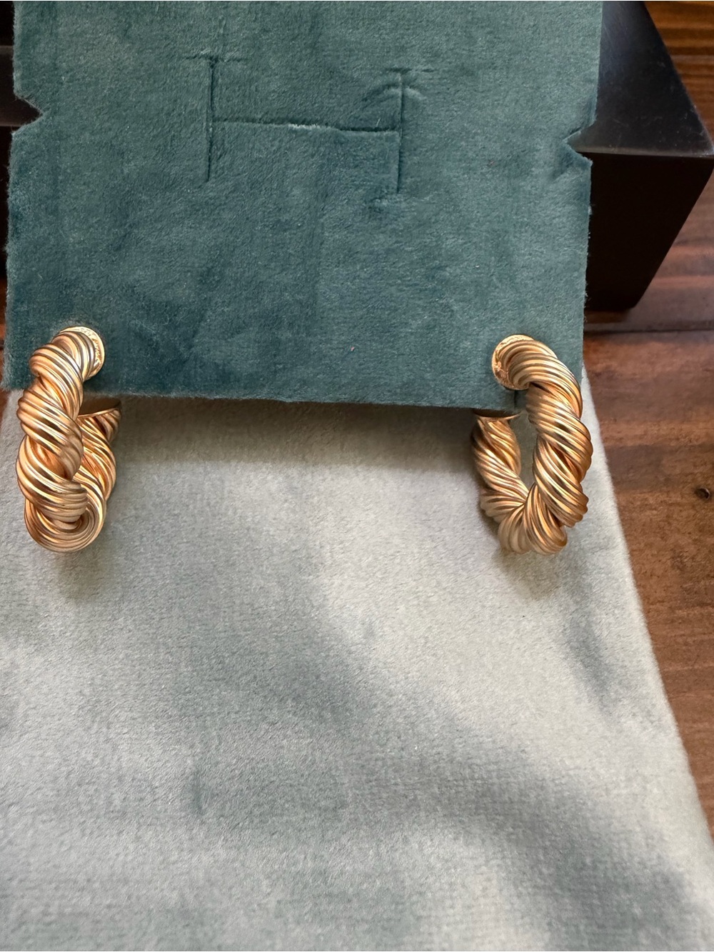 Twisted Rope Hoop Earrings - Gold Tone